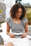 Martina Ribbed Top Black Stripe