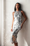 Brielle Sparkly Midi Dress Silver