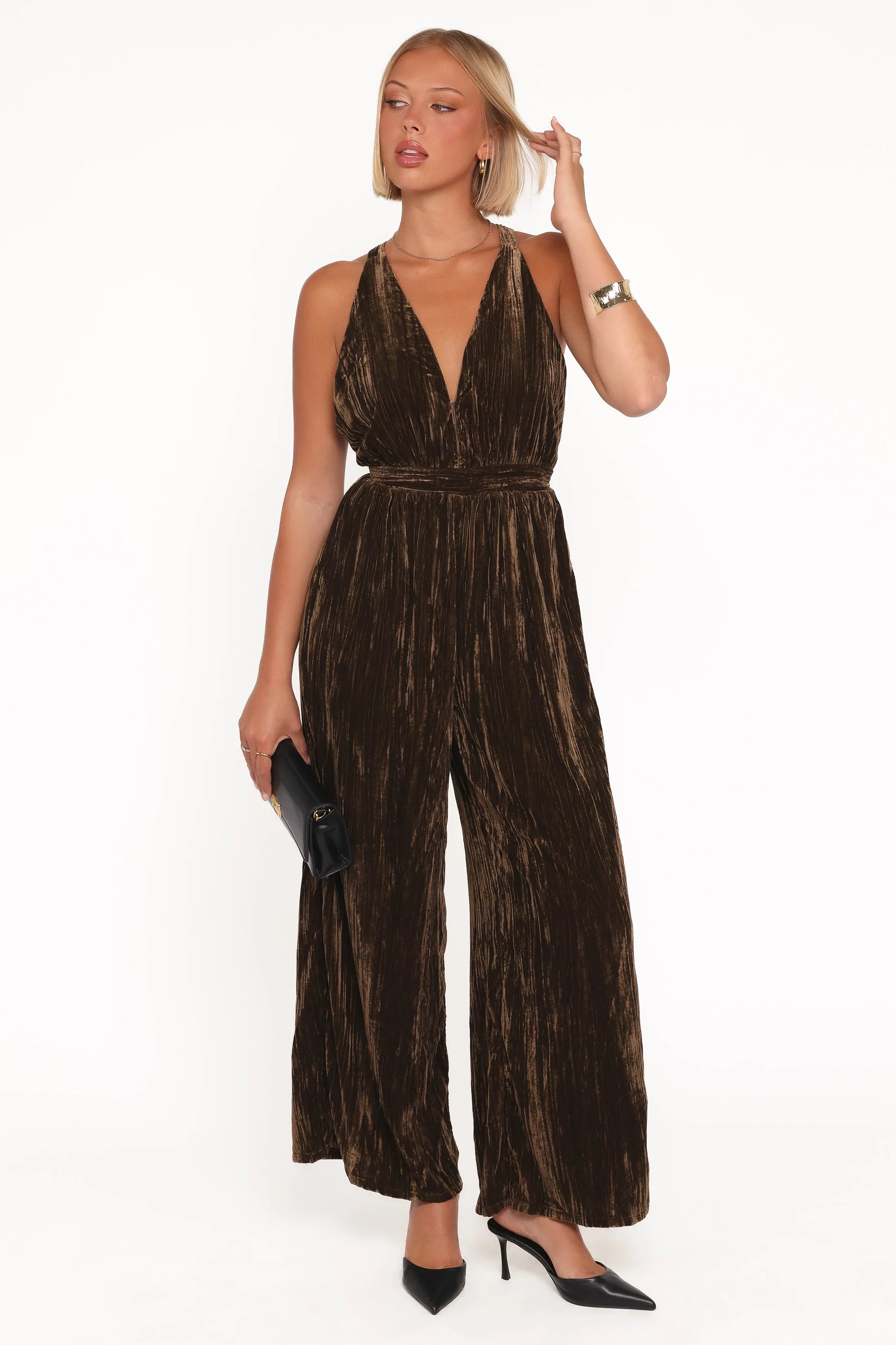 Melody Velvet Jumpsuit Mocha Olive
