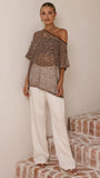 Zinnie Sequins Off Shoulder Top Mocha