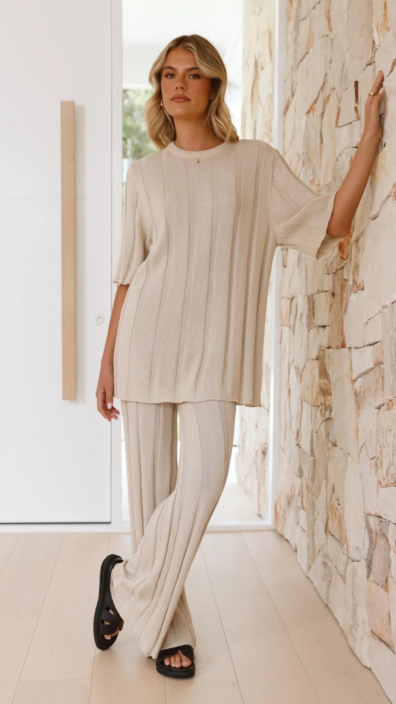 Bayu Knit Pants Cream