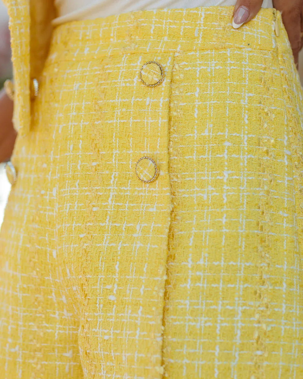 Limon High Rise Tailored Tweed Shorts