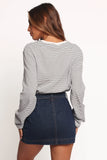 Ruva Long Sleeve Tee Navy White Stripe