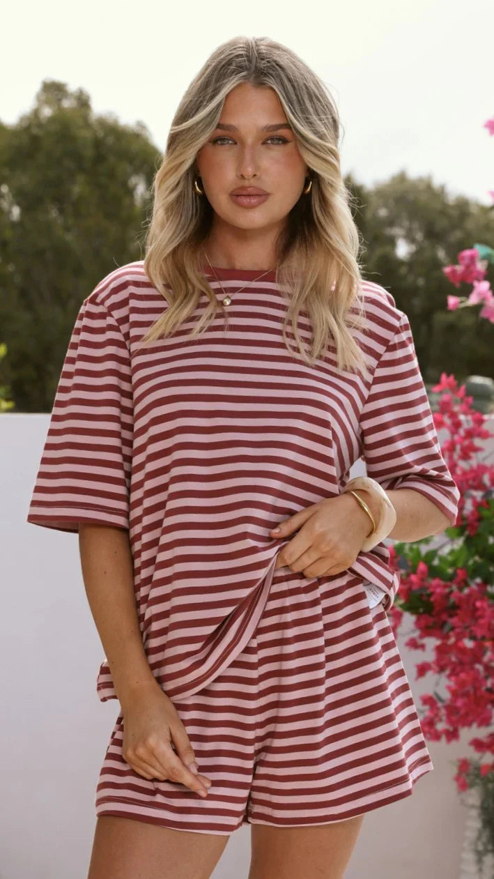 Bobby Crew Neck Tee Red Stripe