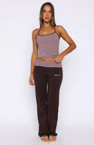 Lucky Charm Fold Over Pants Choc Pink Stripe