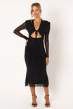 Salvatore Long Sleeve Midi Dress Black