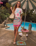 Salma Stripe Fringe Hem Mini Skirt