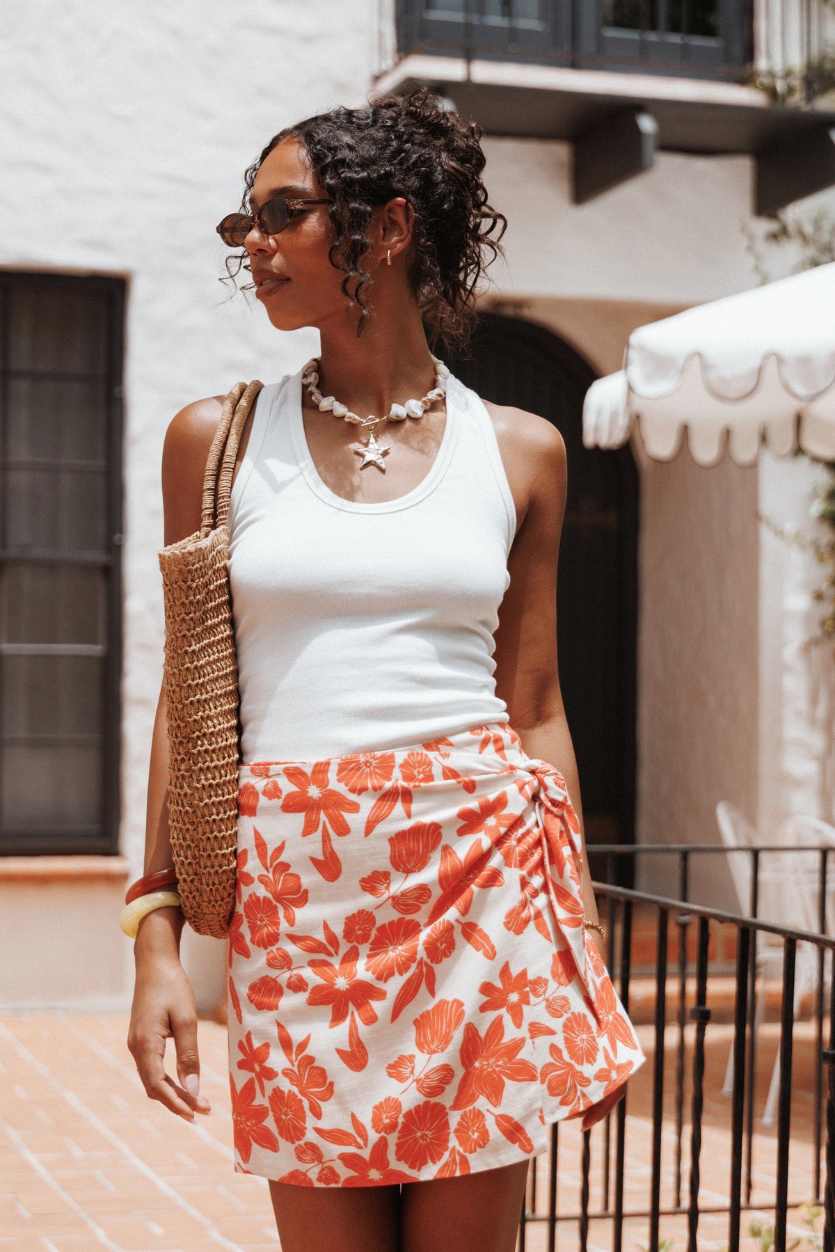 Miles Racerback Rib Knit Tank Top White