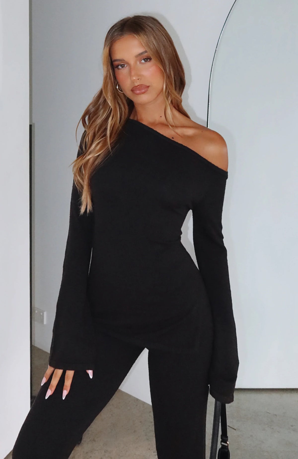 Well Be Fine Long Sleeve Top Black