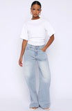 Just My Type Mid Rise Wide Leg Jeans Light Blue
