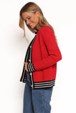 Yorkshire Contrast Hem Cardigan Red