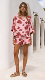 Luna Button Up Shirt Dahlia Rouge