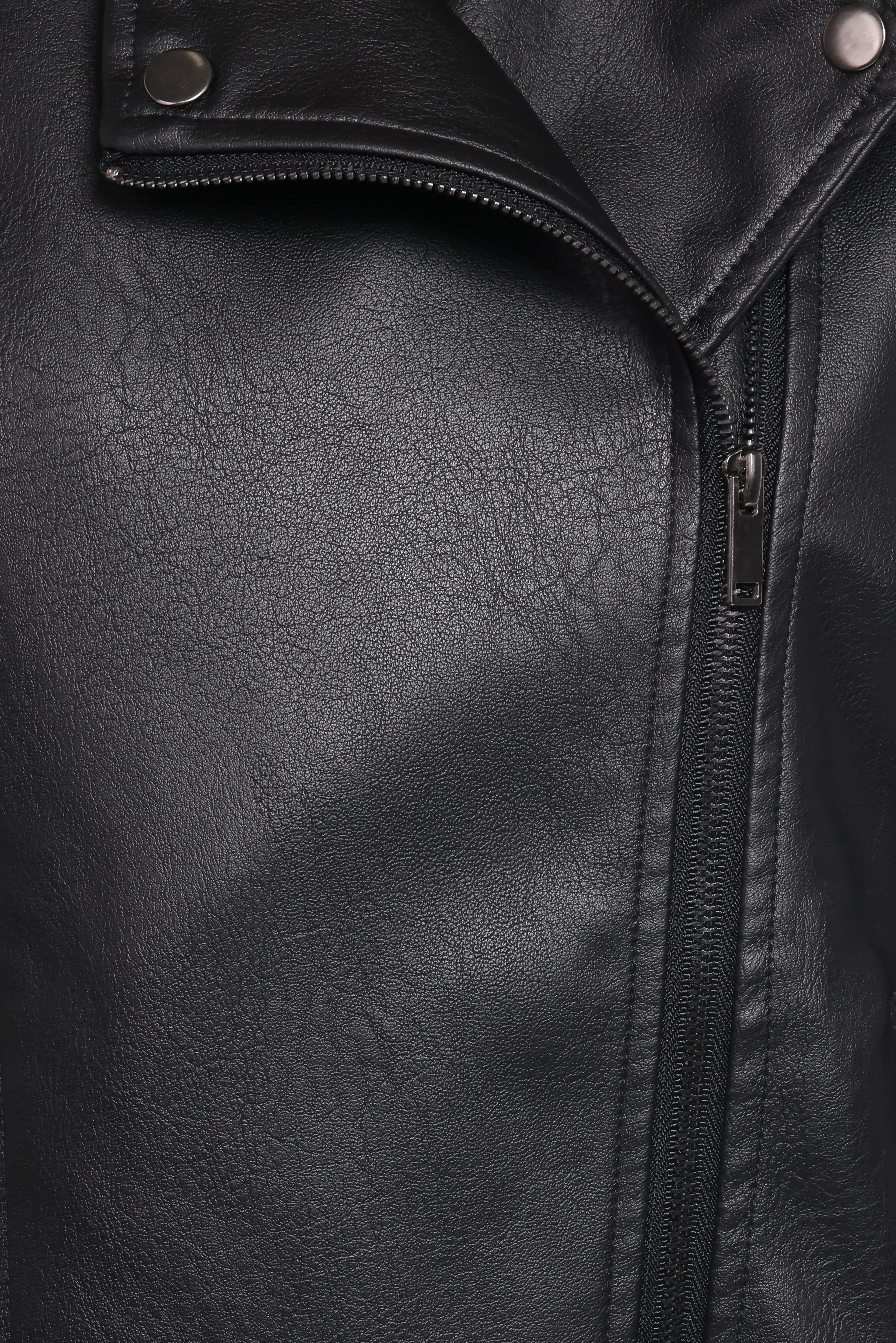 Parsons Oversized Faux Leather Moto Jacket Black