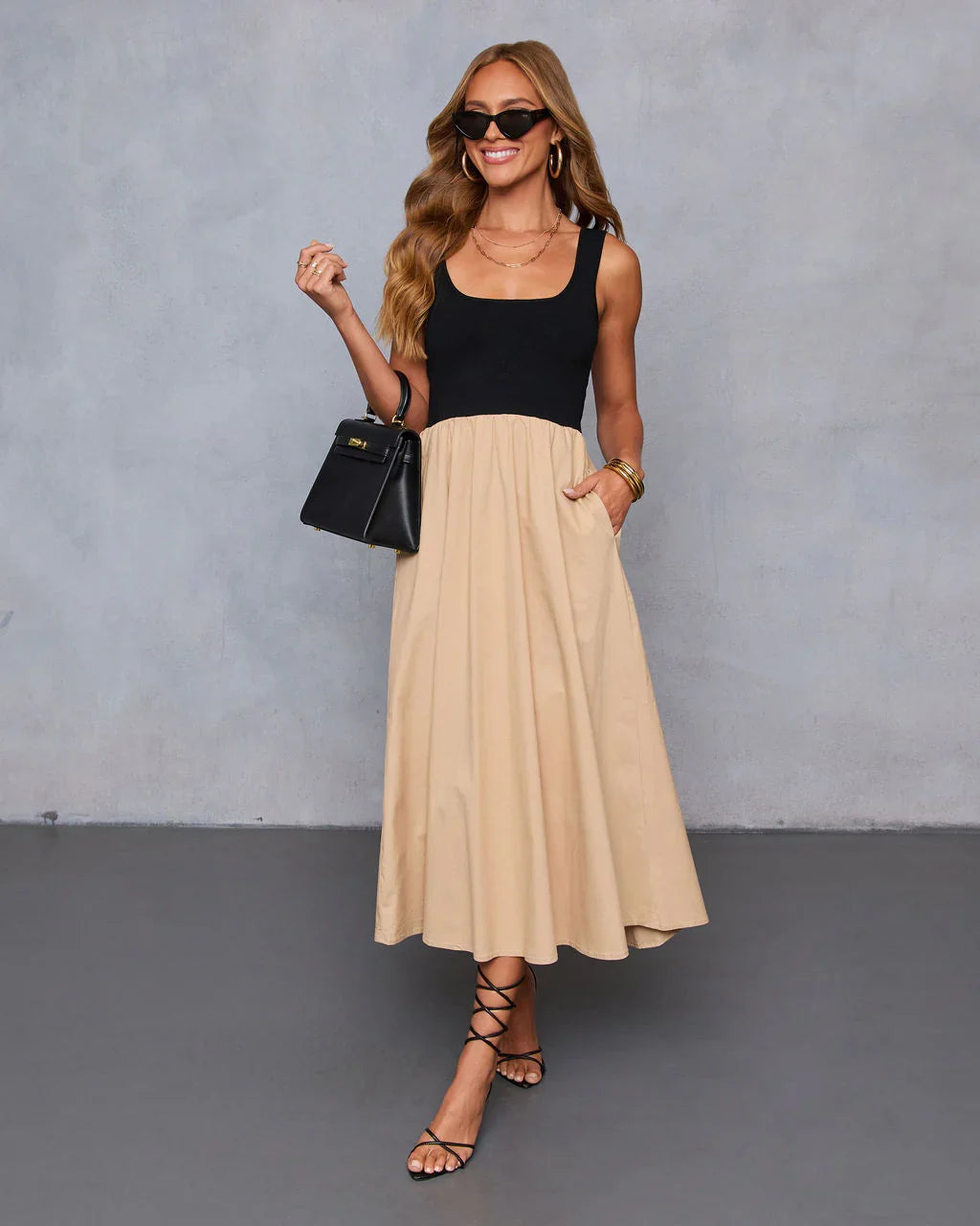 Maxime Knit Cotton Pocketed Midi Dress
