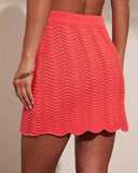 Araceli Open Wavy Knit Waist Tie Mini Skirt