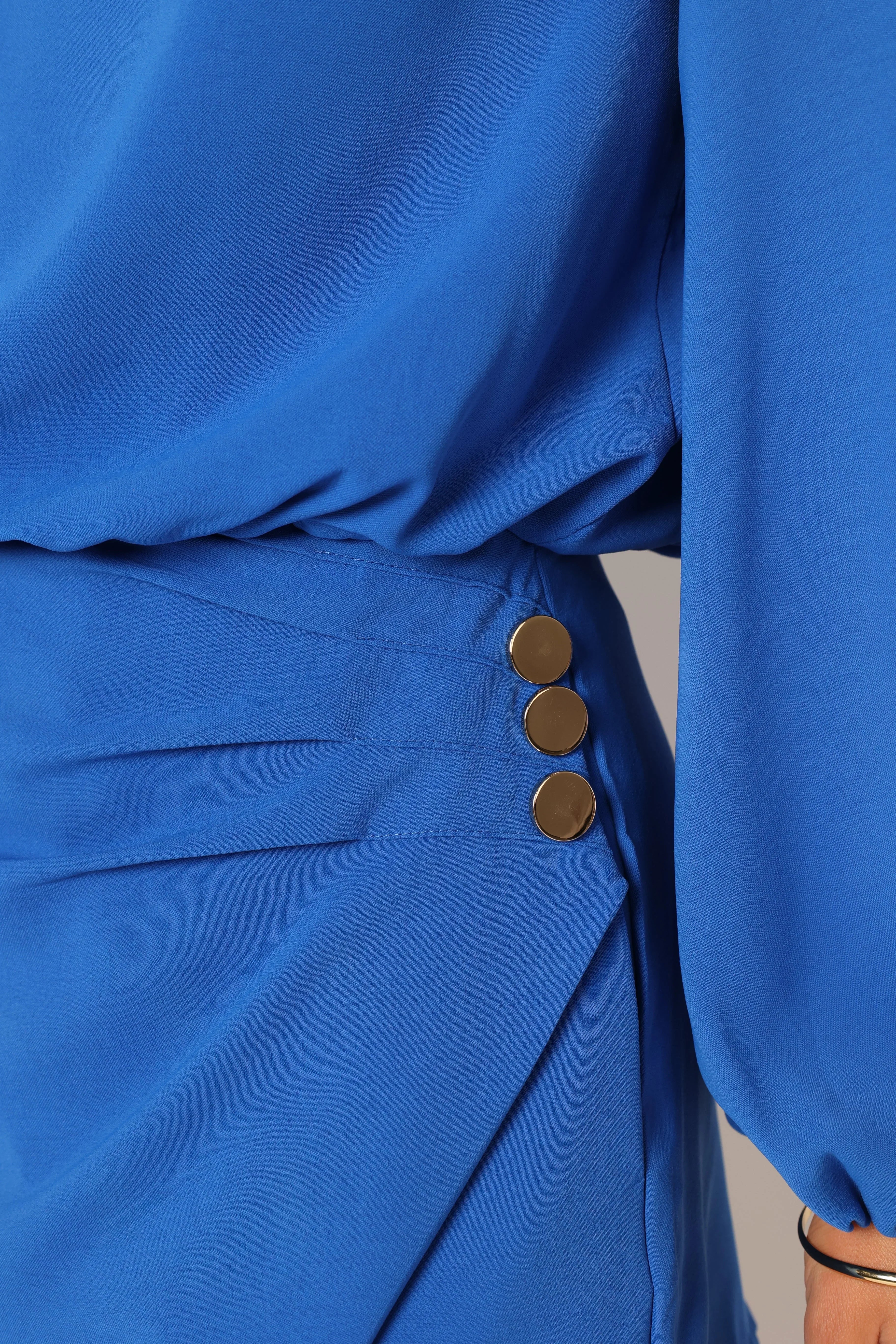 Galen Long Sleeve Romper Paris Blue