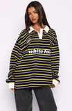 Gentle Affection Long Sleeve Rugby Shirt Black Yellow Stripe