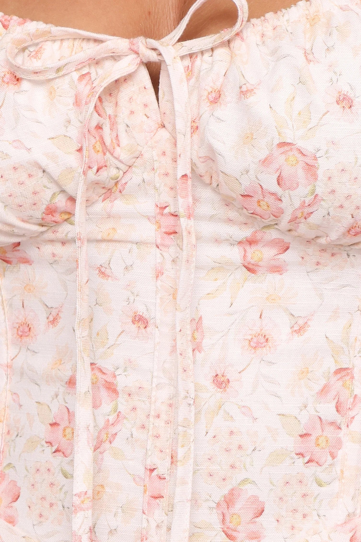Wisteria Midi Dress Peach Ditsy Floral