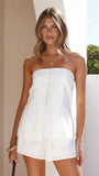 Sharni Strapless Pleat Top and Shorts Set White