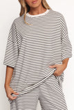 Wilda Oversized Tee White Black Stripe