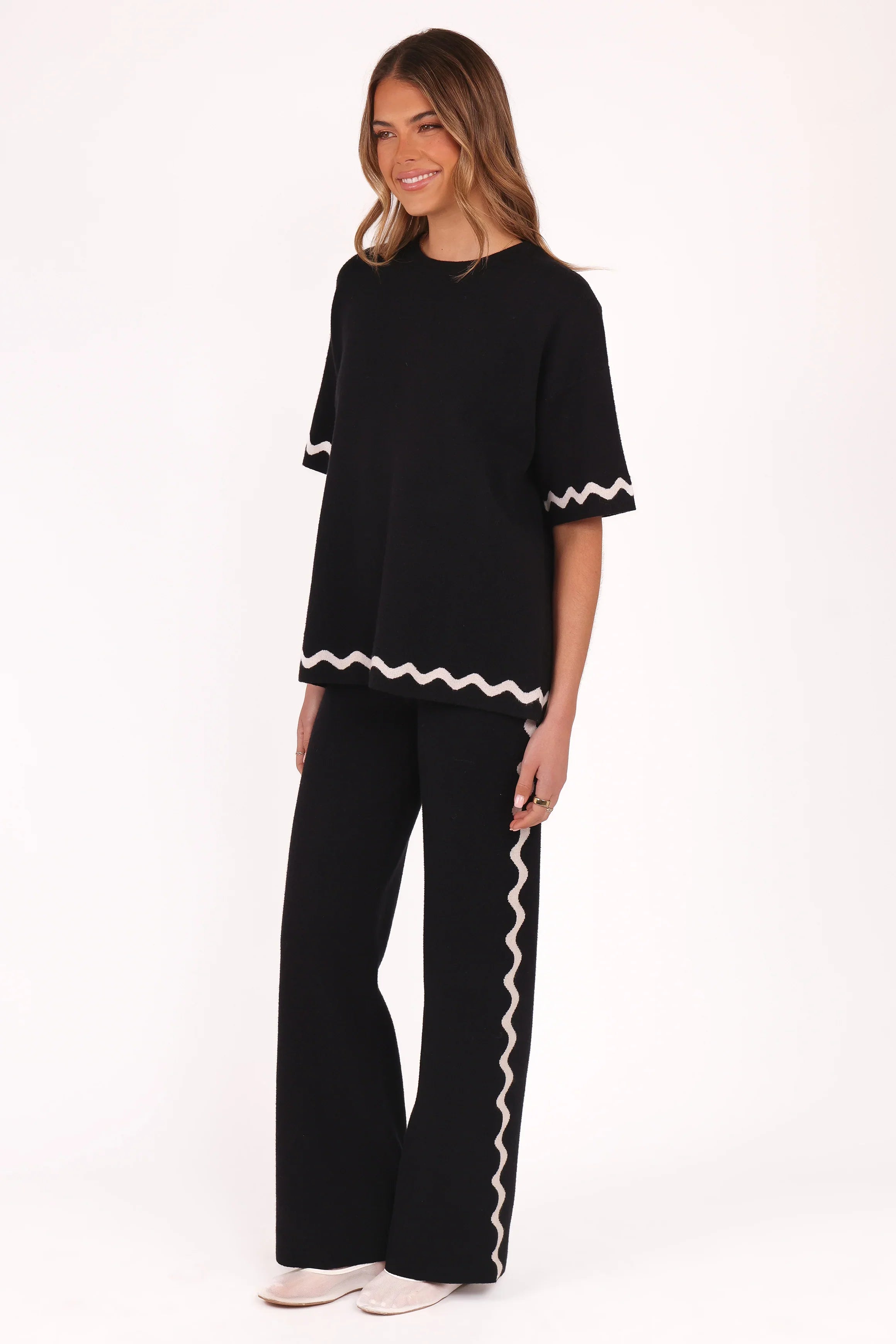 Vespa Knitted Tee Black White
