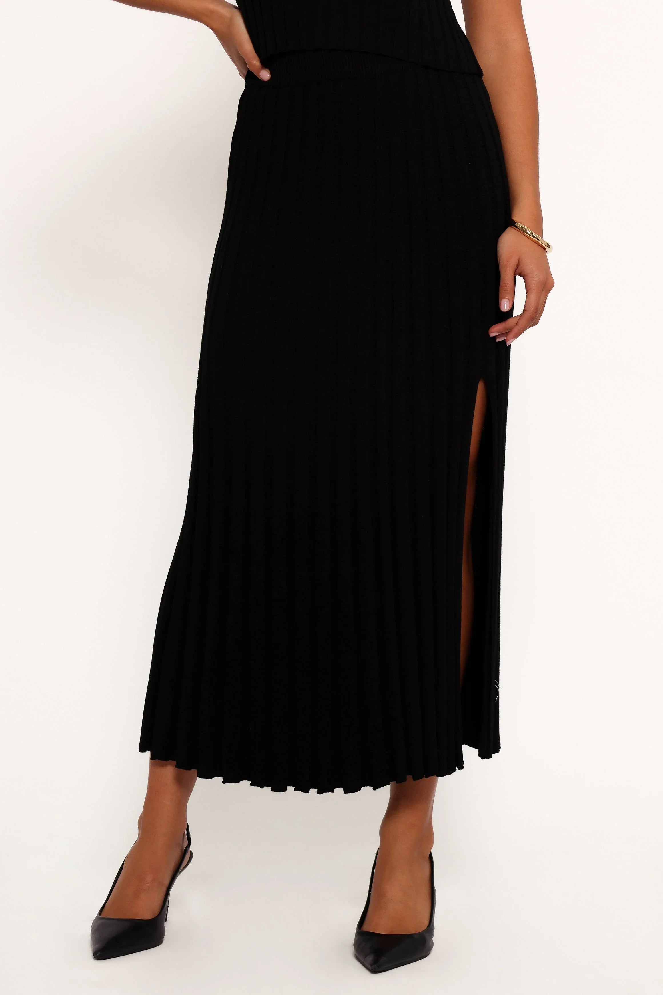 Carson Knit Midi Skirt Black