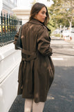 Billy Button Front Trench Coat Chocolate Brown
