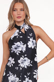 Freida Halter Midi Dress Black Floral