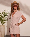 Poolside Lagoon Striped Drawstring Waist Tie Romper