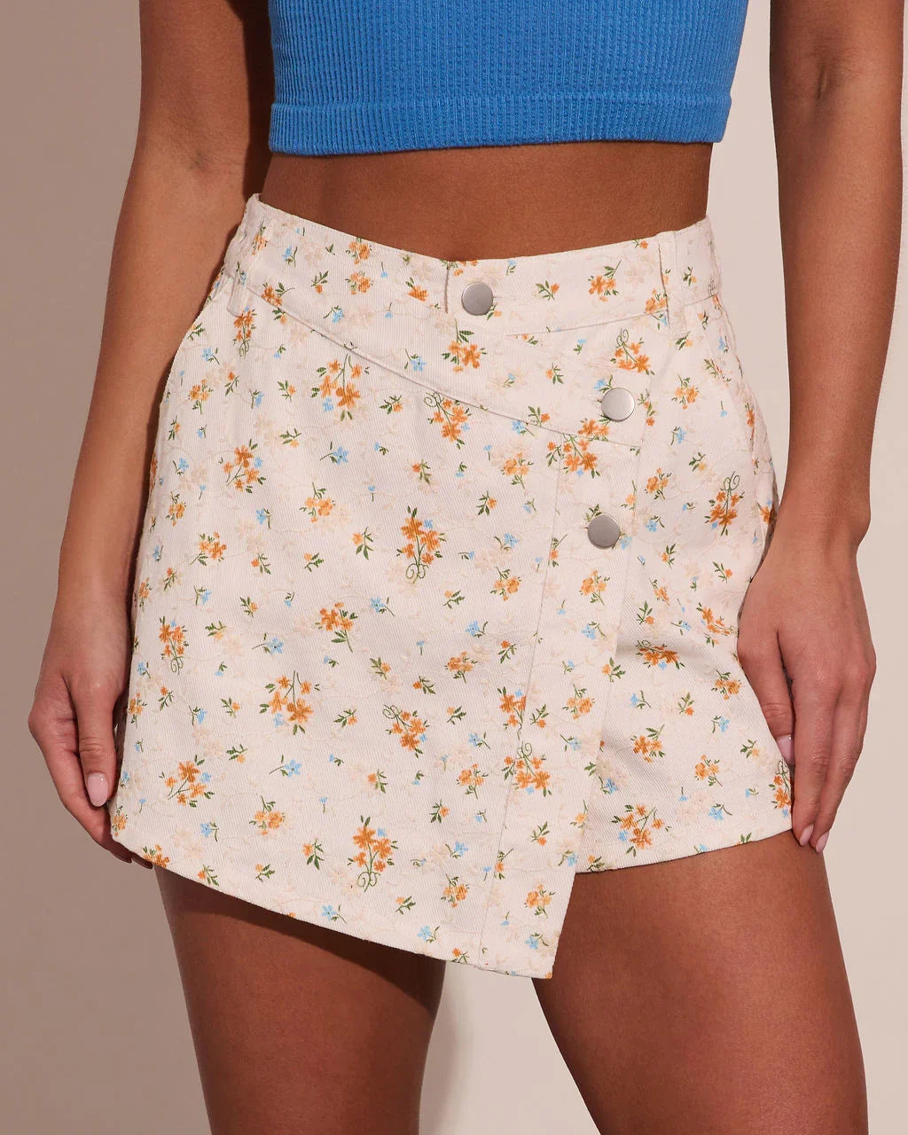Prairie Glow Floral Wrap Mini Skort