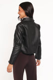 Hope Crop Faux Leather Jacket Black