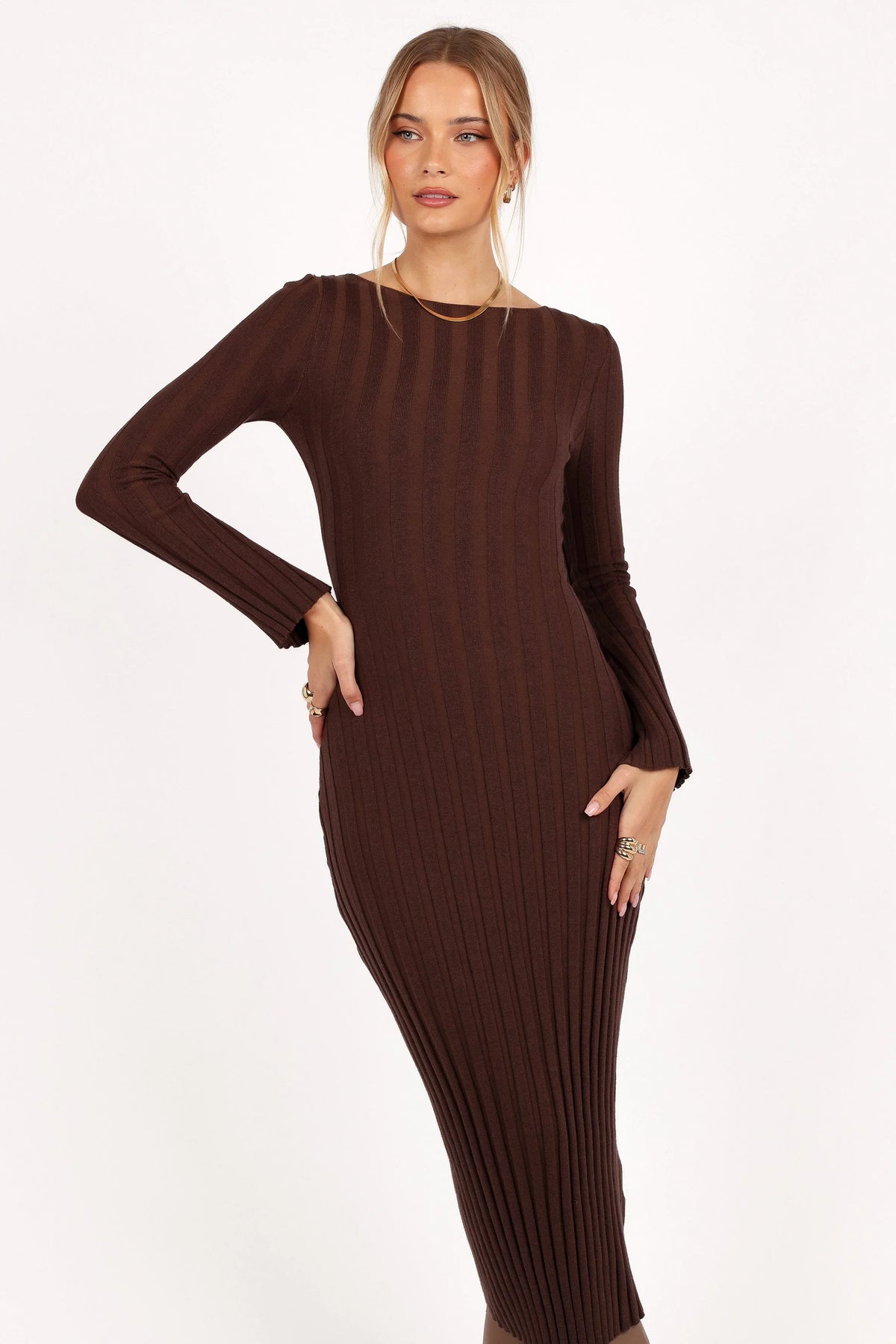 Jolene Long Sleeve Maxi Dress Brown