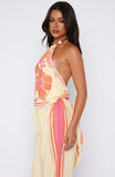 Tropic Muse Halter Top Lemon Symphony