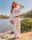 Montauk Beach Club Graphic Off the Shoulder Sweatshirt