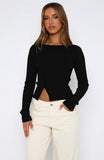 Notice Me Long Sleeve Top Black