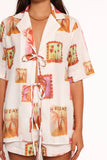 Aaliyah Tie Front Top White Multi