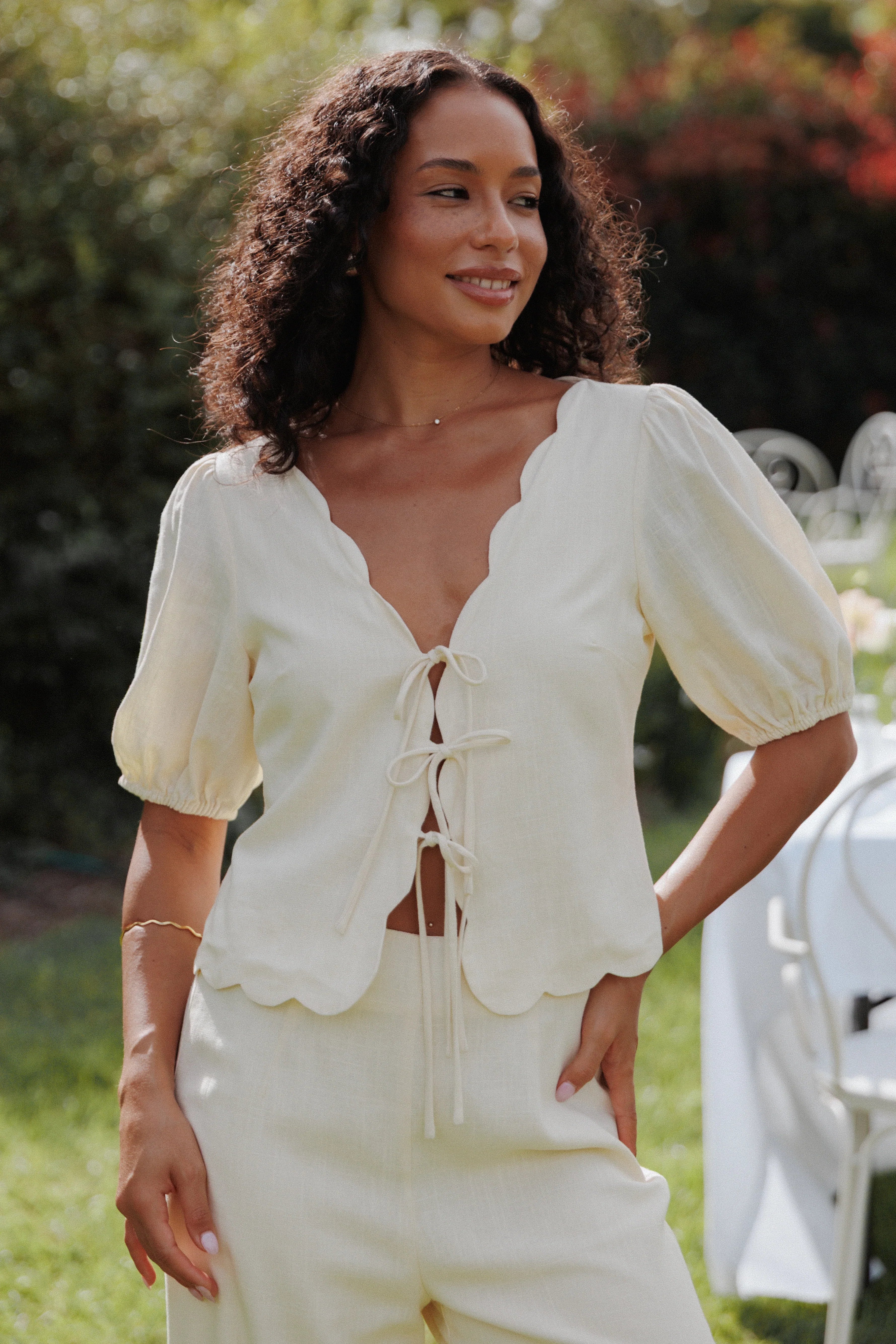 Jensen Scallop Hem Top Butter Yellow