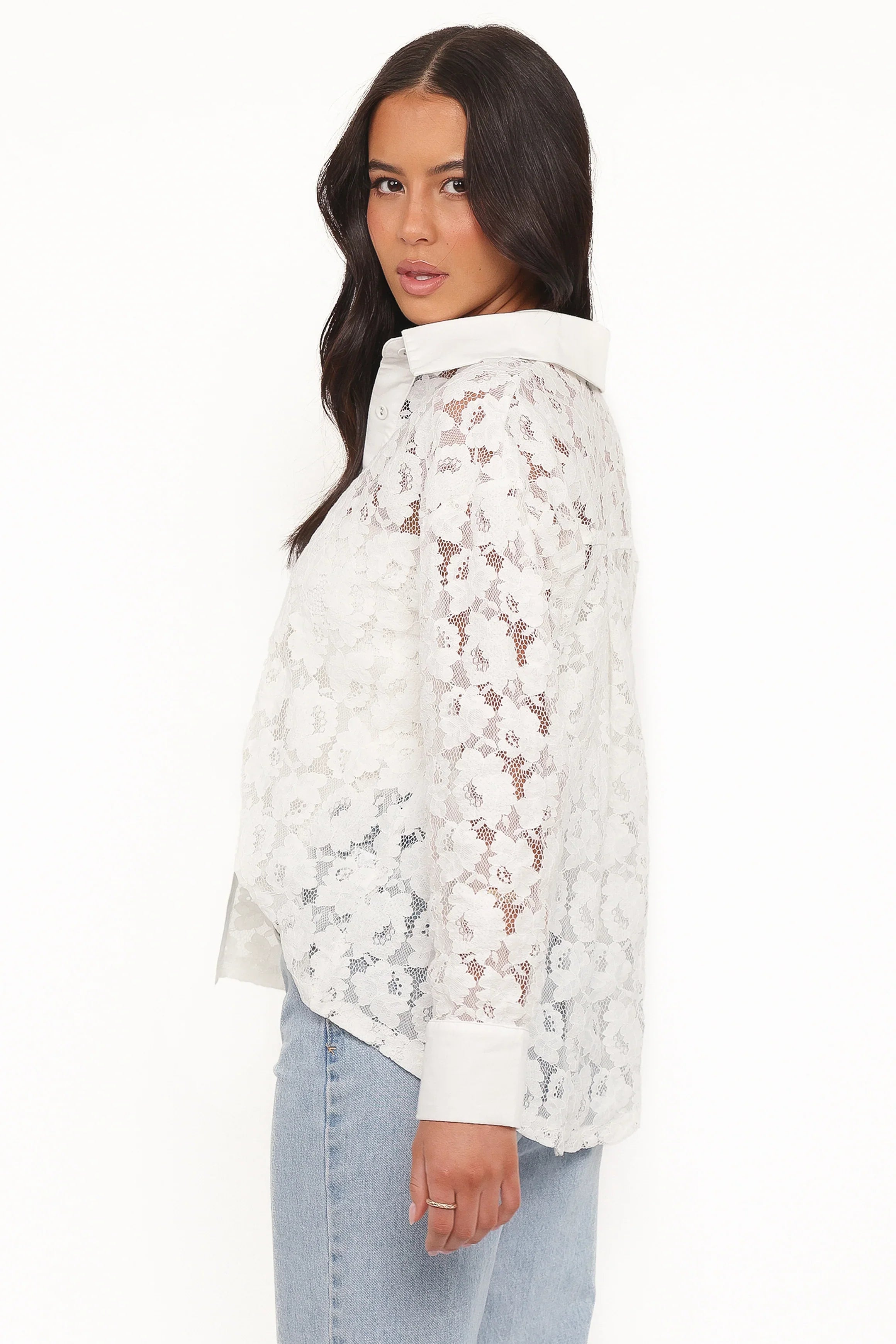 Carol Lace Shirt White