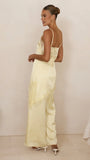 Hayleigh Asymmetrical Top and Pants Set Yellow Lace