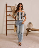 Resort Ready Off The Shoulder Abstract Top