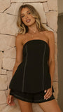 Sapphira Strapless Top and Shorts Set Black