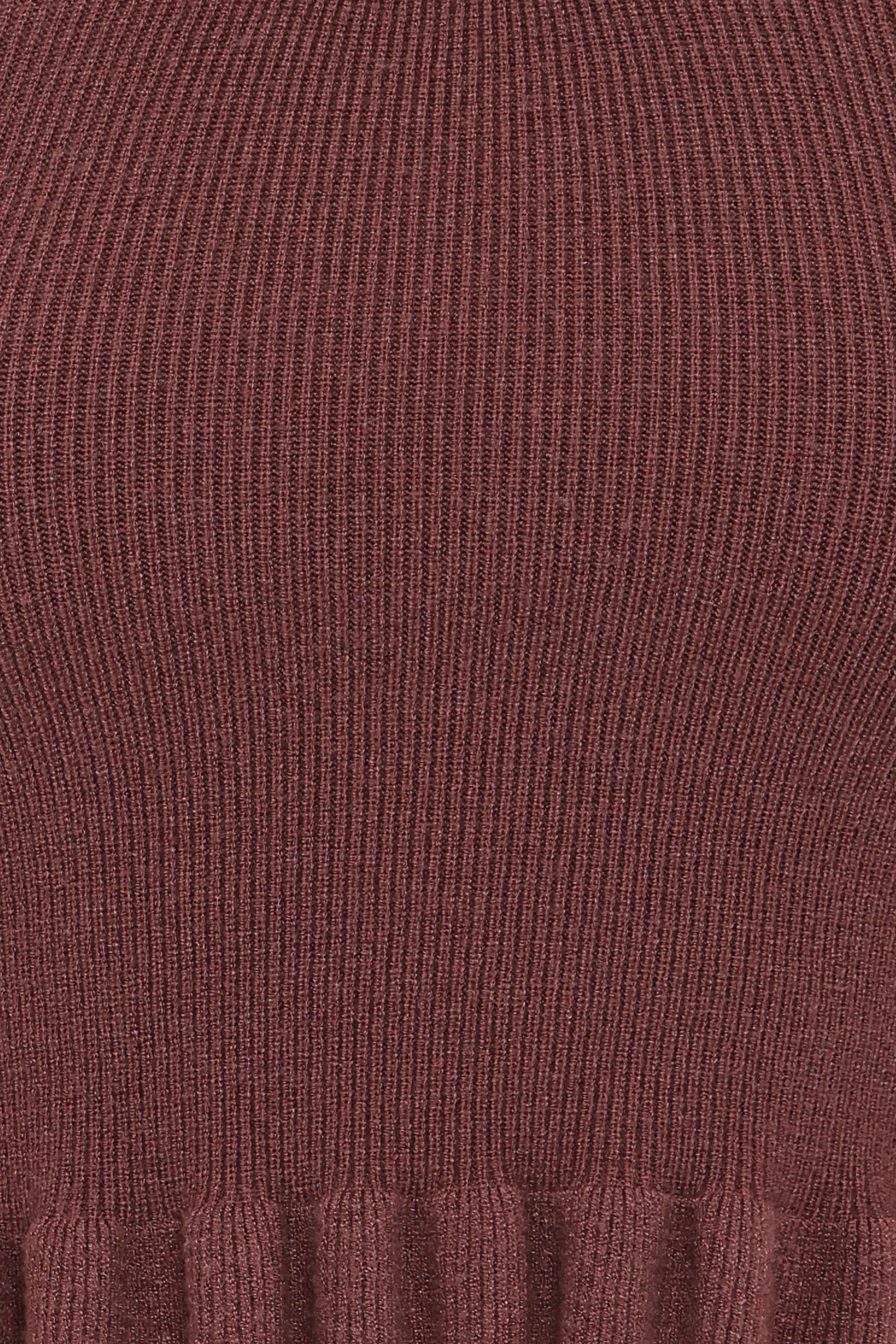 Berenice Ruffle Hem Knitted Top Brown