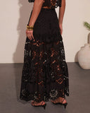 Coastline Energy Floral Eyelet Maxi Skirt