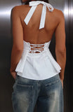 Talking Crazy Halter Top White