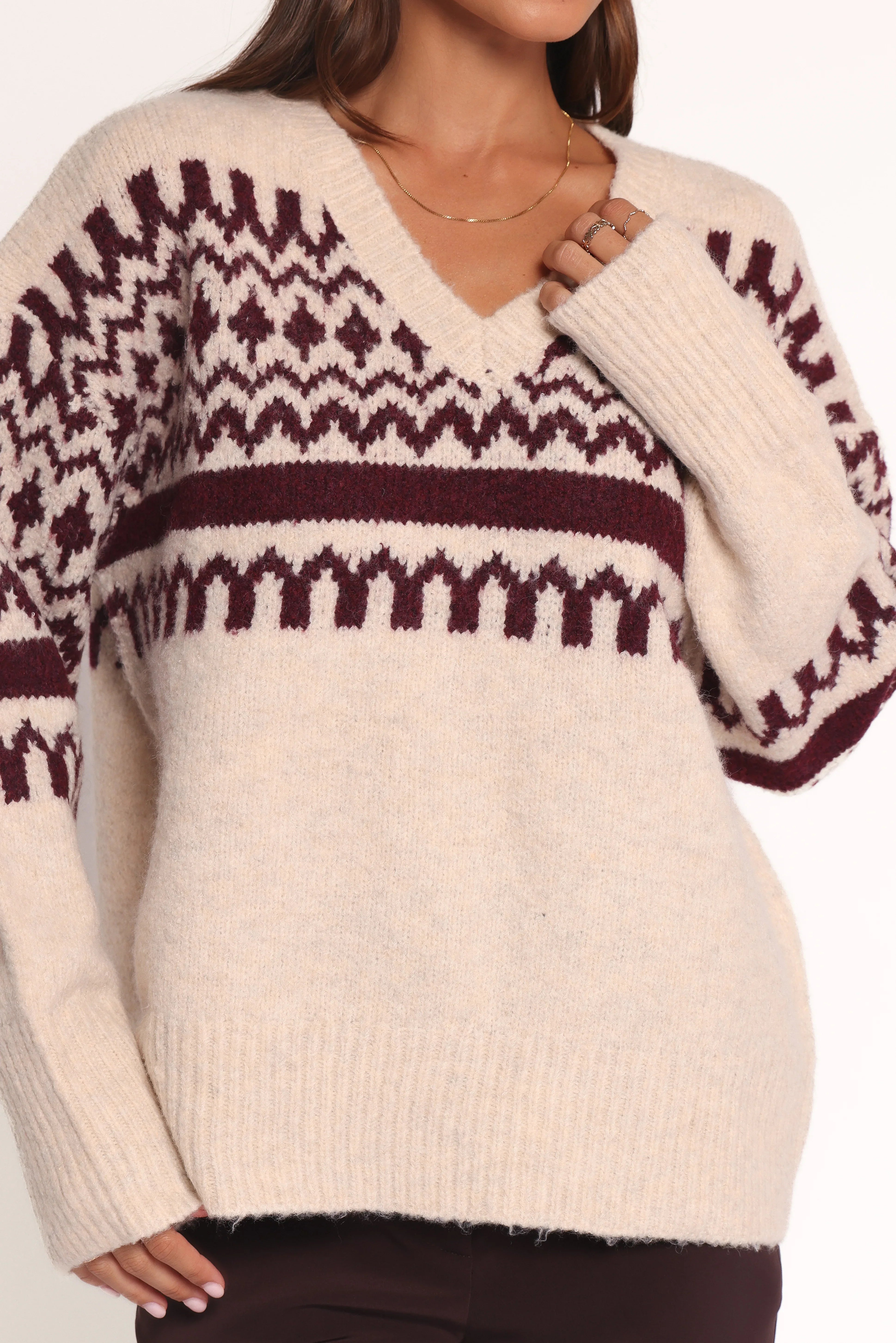 Astrid Sweater Beige Cherry