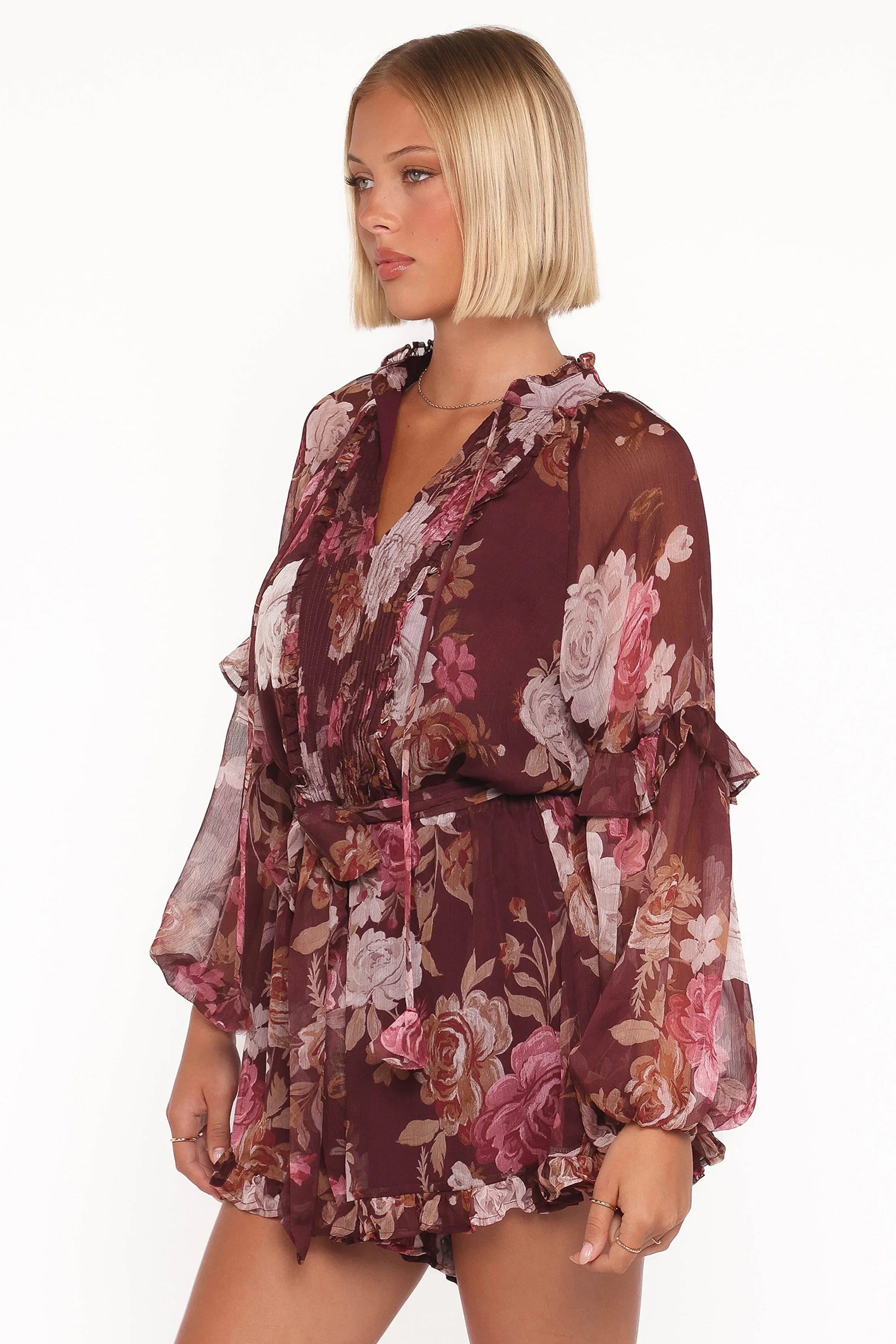 Delaney Long Sleeve Romper Brandy Bloom