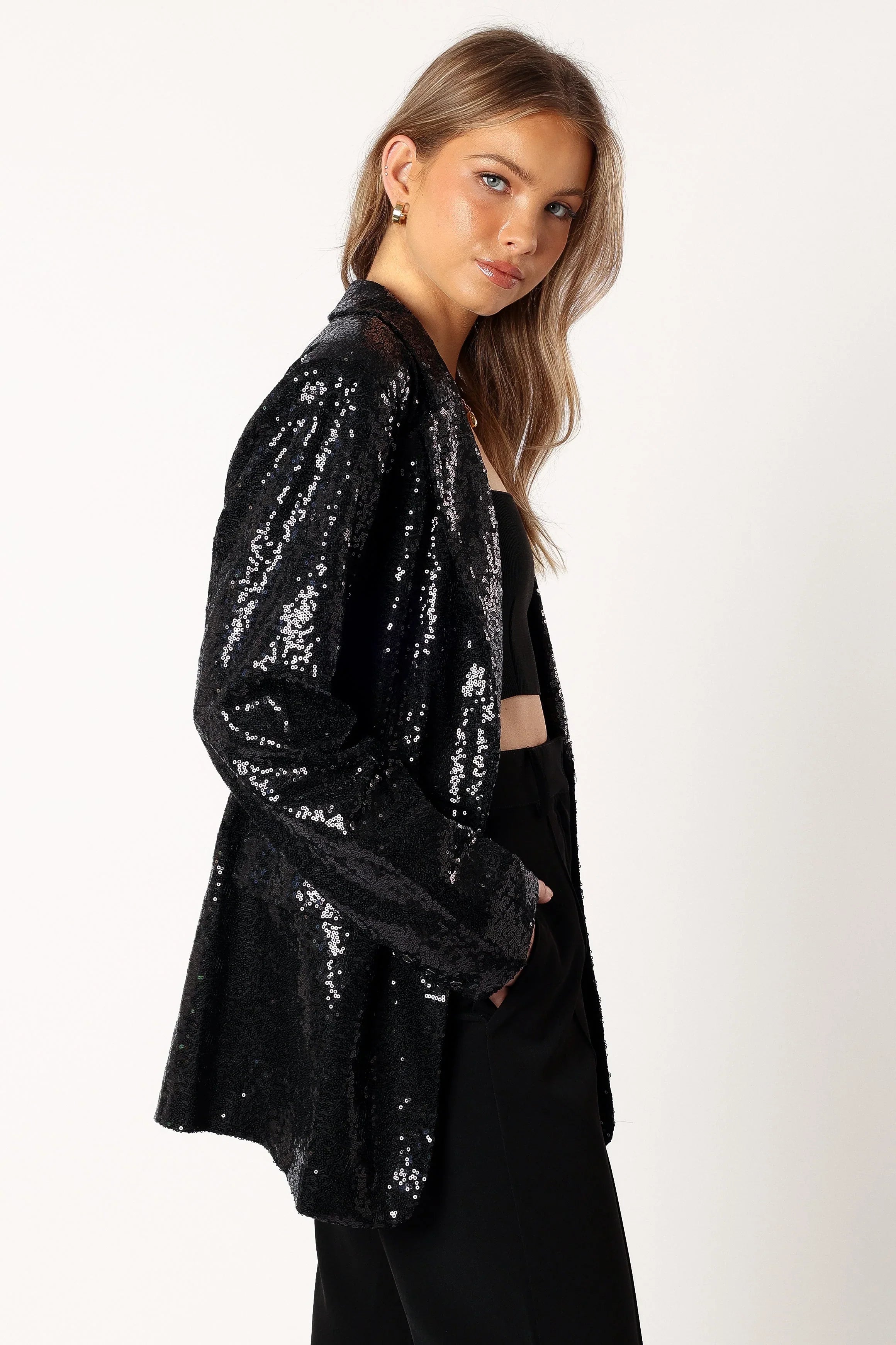 Delaney Sequin Blazer Black