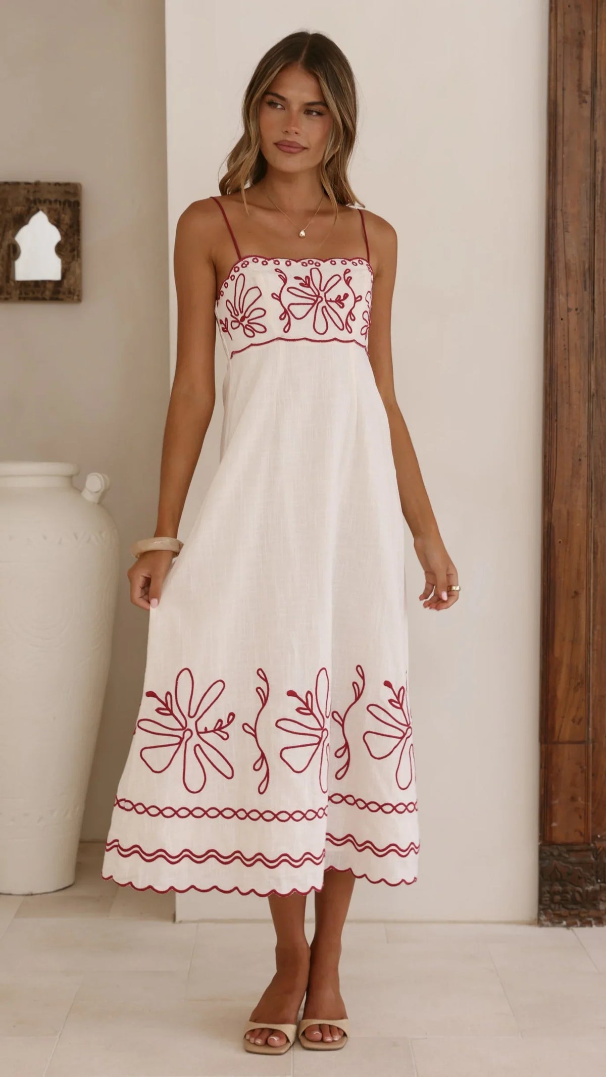 Mira Maxi Dress Cream Red