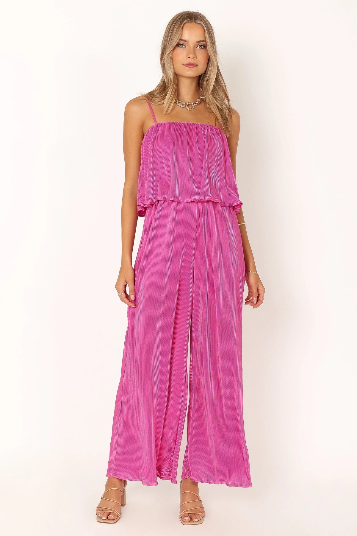 Jillian Plisse Jumpsuit Orchid