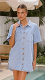 Rayna Denim Mini Dress Light Denim
